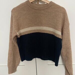 Beige and Navy Striped Sweater